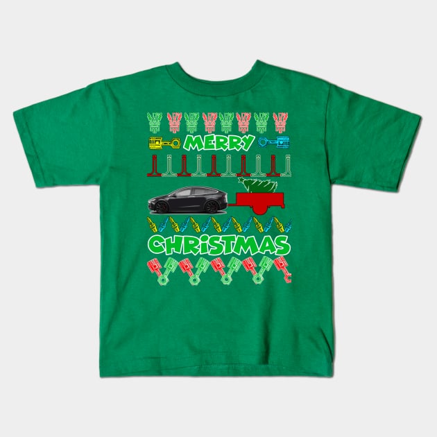 Merry chrismas, car guy, car enthusiast merry chrismas (Tesla) Kids T-Shirt by CarEnthusast